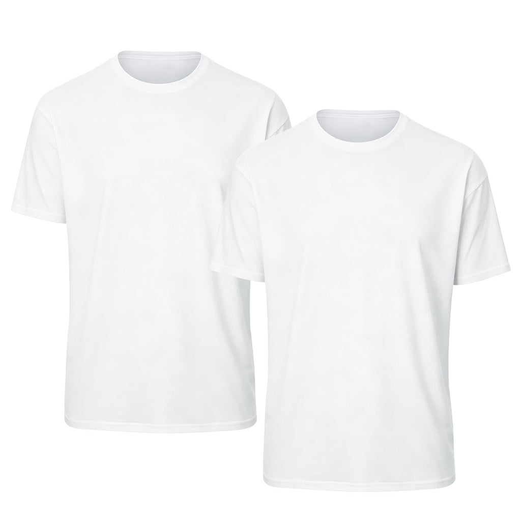 OKBA 2 Pack Black/White t Shirts Available for Men, Crew Neck Short Sleeve Men's Undershirt,Plain Workout Polyester tee
