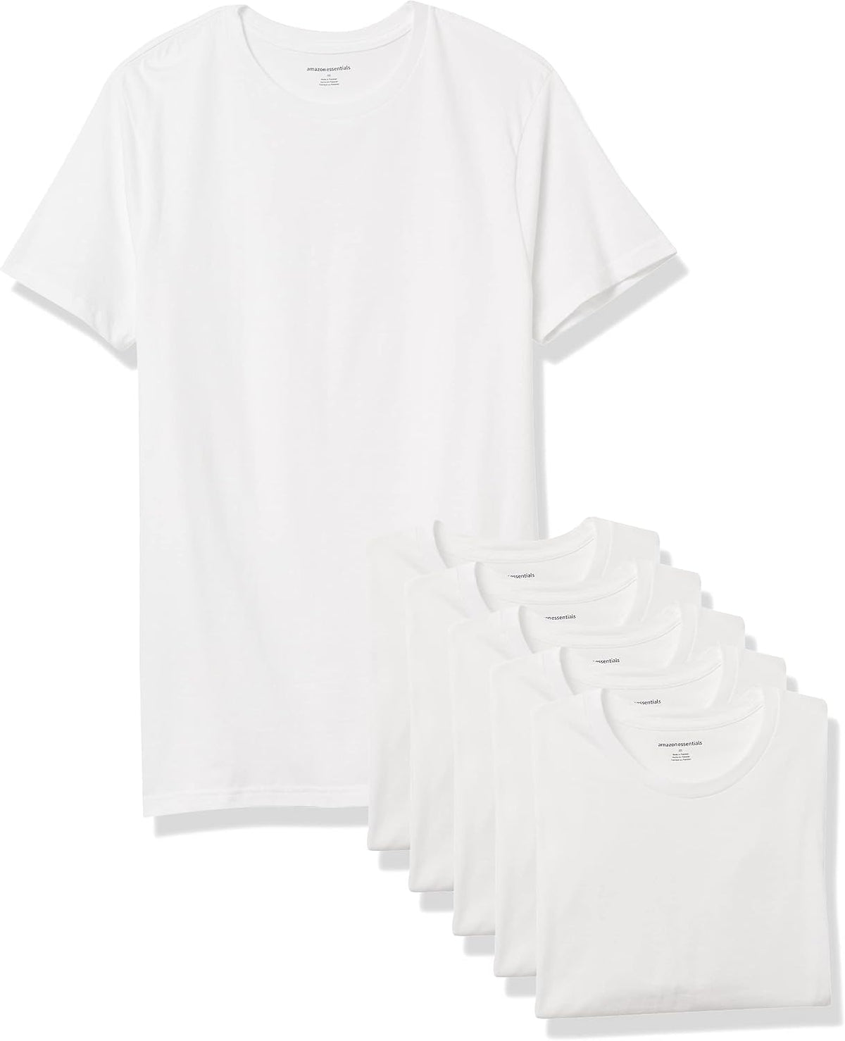 Amazon Essentials Men's Slim Fit Crewneck Undershirts, Pack of 6