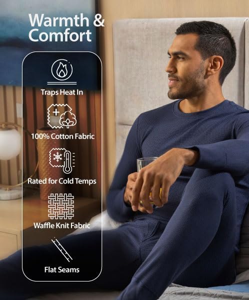 Indera Men's Heavyweight Cotton Waffle Long Johns Thermal Underwear Bottom