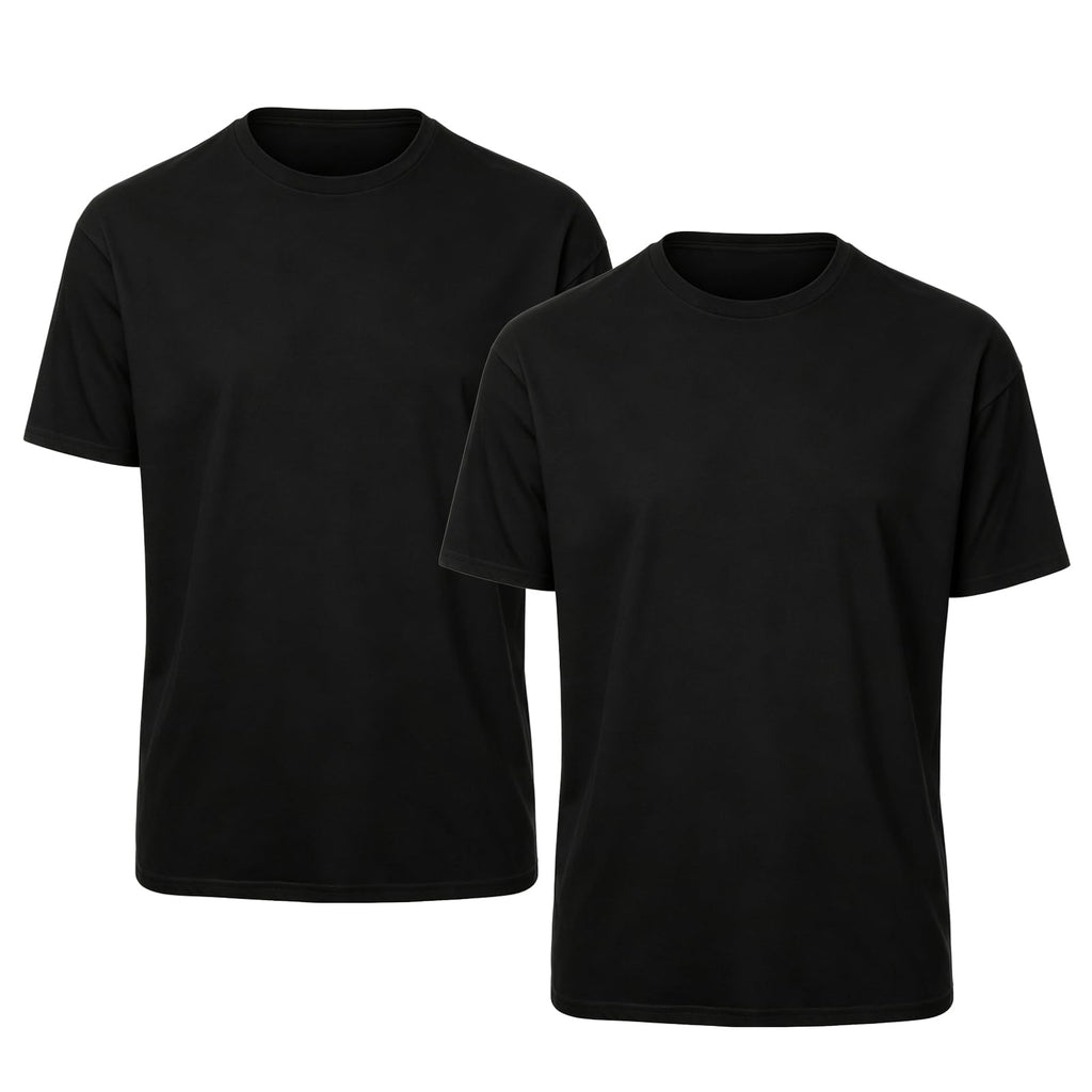 OKBA 2 Pack Black/White t Shirts Available for Men, Crew Neck Short Sleeve Men's Undershirt,Plain Workout Polyester tee