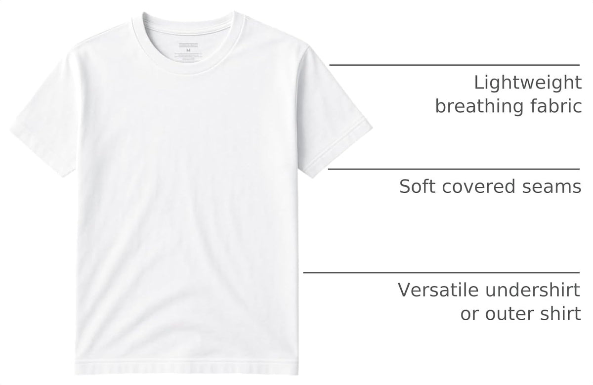 Classic Men's Short Sleeve Cotton Undershirts | Crew Neck T Shirt - Multi & Bulk Wholesale Packs