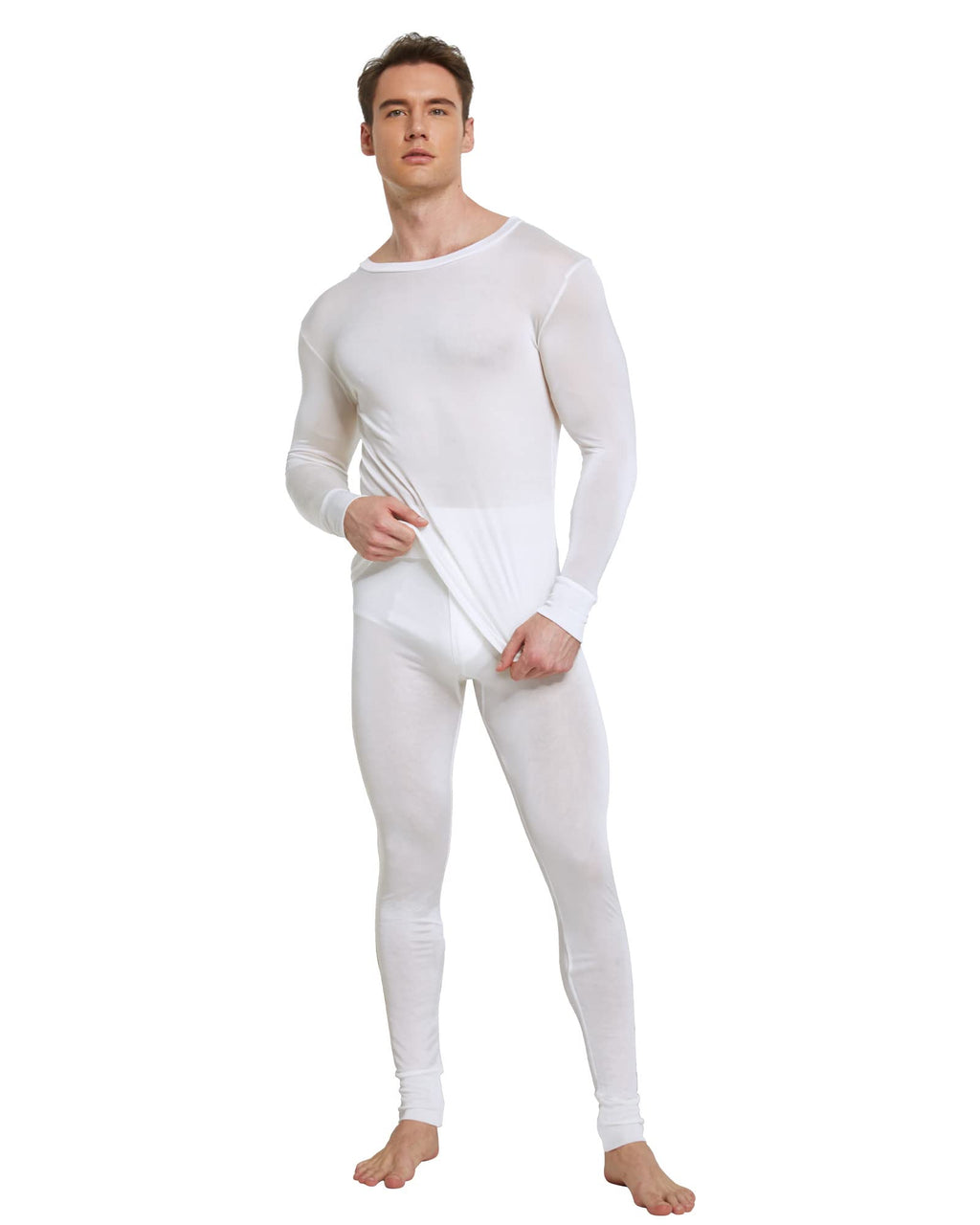 Viamulion Mens 100% Silk Thermal Underwear Pants Premium Lined Base Layer Bottom