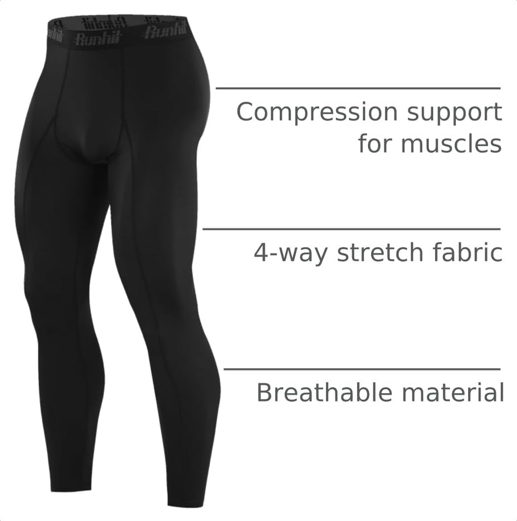 Runhit Men’s Compression Pants Running Tights Workout Leggings Athletic Base Layer Pants for Sports Yoga Basketball