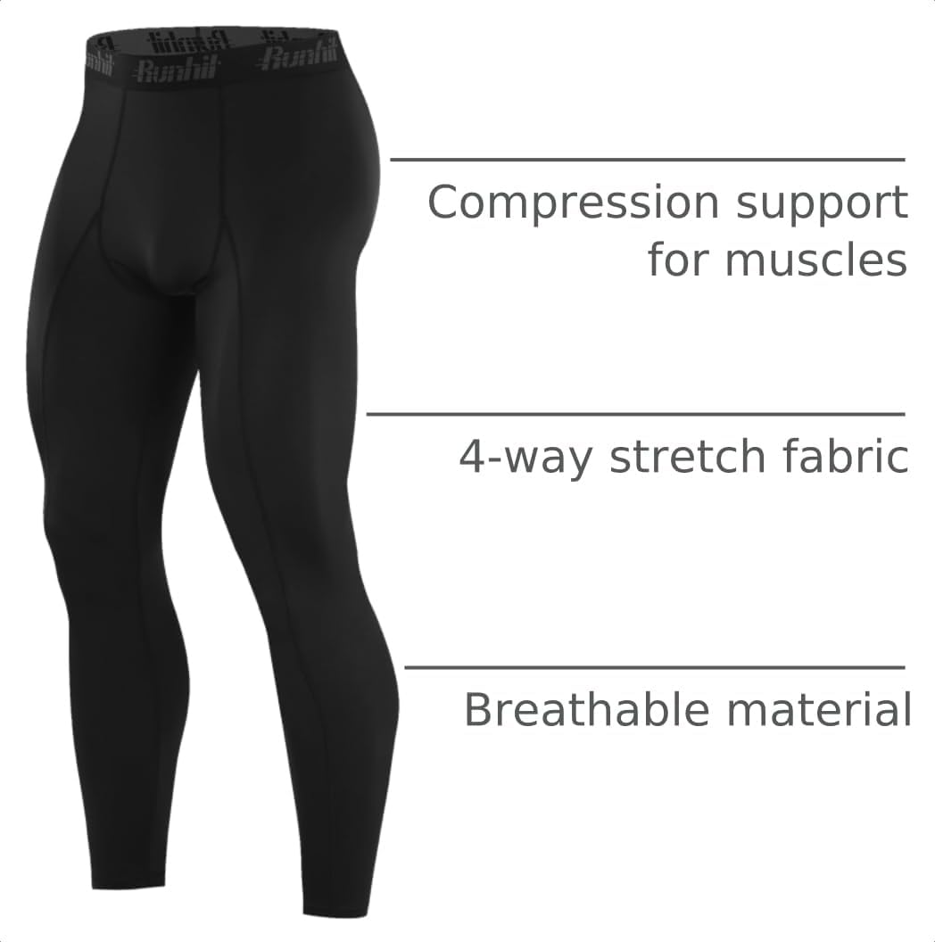 Runhit Men’s Compression Pants Running Tights Workout Leggings Athletic Base Layer Pants for Sports Yoga Basketball