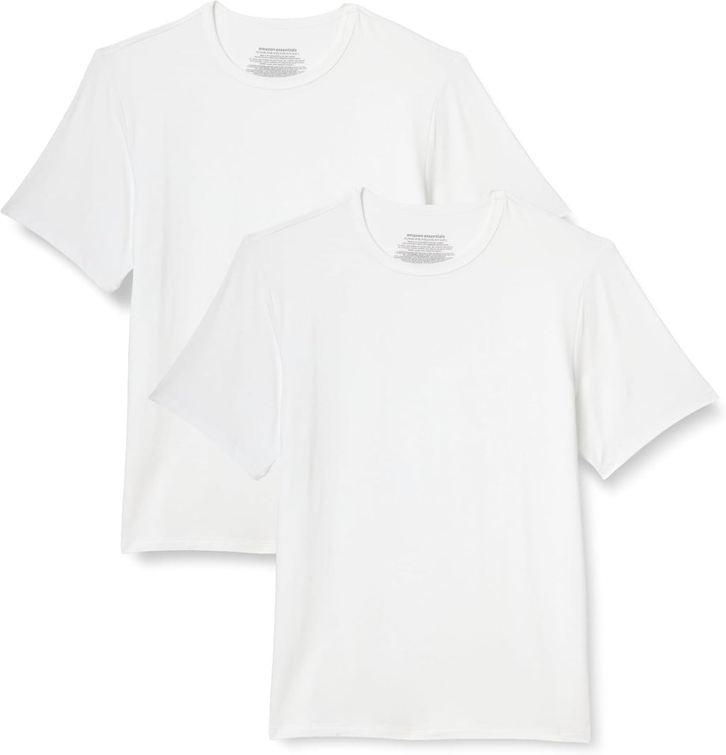 Amazon Essentials Men's Super Soft Lightweight Modal Short-Sleeve Undershirt, Pack of 2