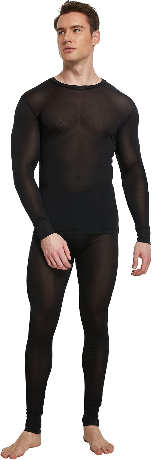 Viamulion Mens 100% Silk Thermal Underwear Pants Premium Lined Base Layer Bottom
