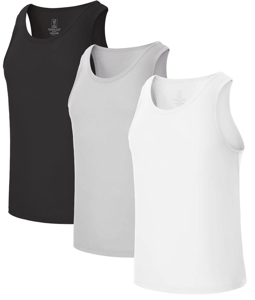 BAMBOO COOL Men's Tank Top Undershirts Moisture Wicking Fit A-Shirts 3 Pack