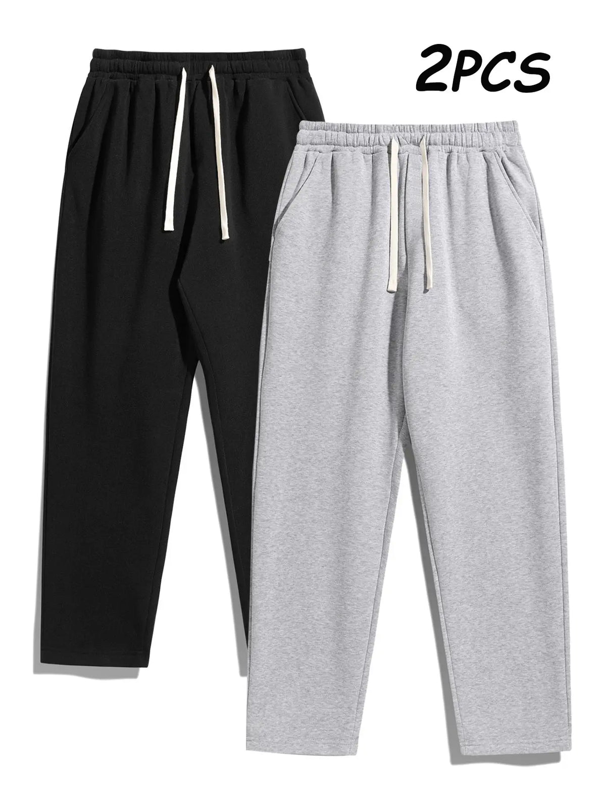 Men's Thermal Lined Pants with Drawstring Waist, Cozy Relaxed Fit Loose Sweatpants Fabric for Fall & Winter, Men's Bottoms, Menswear Clothing