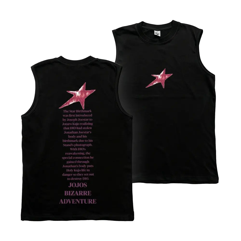 Streetwear Tank Top,JJBA jojo Star Mark anime fashion,gym fit,classical clean style,Sleeveless Cotton Unisex,breathable pure cotton