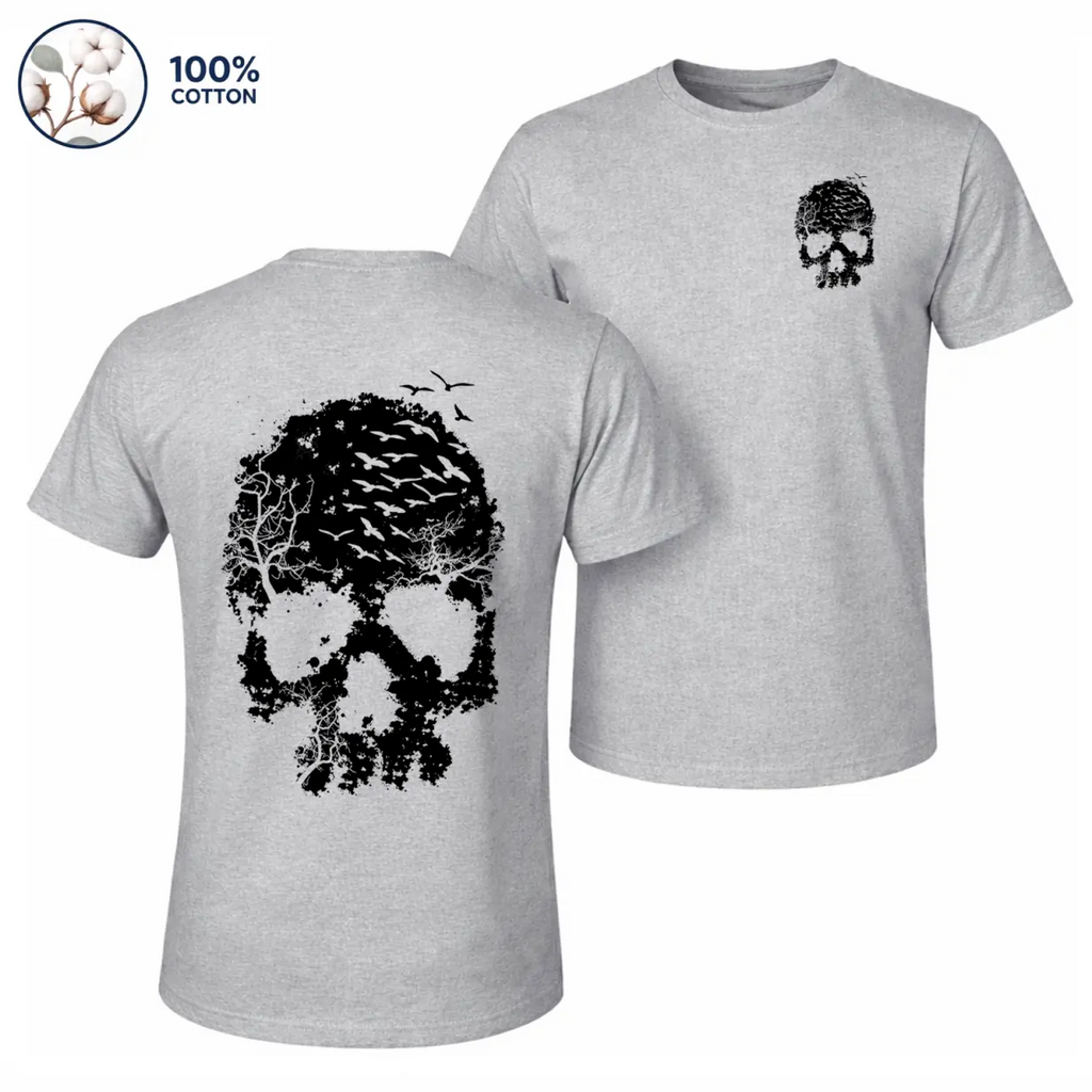 Men’s 100% Cotton Sleeveless Tank Top, Skull Graphic Muscle Shirt, Front and Back Print Casual Summer Tee, Soft Breathable Loose Fit Streetwear Top for Gym and Daily Wear