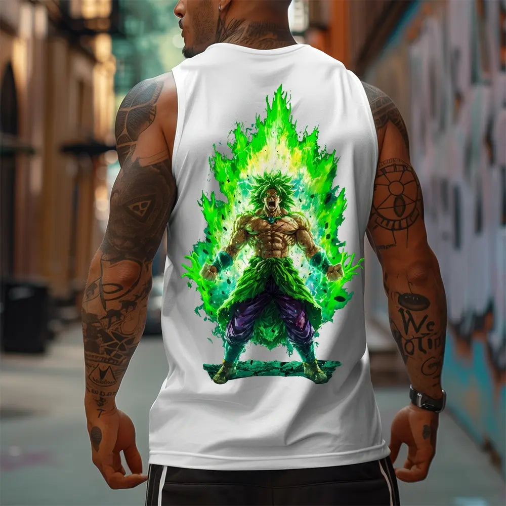 Dragon Ball DBZ Broly Unisex Summer outfits men streetwear 80s 90s graphic tees cotton Anime tank tops men gifts