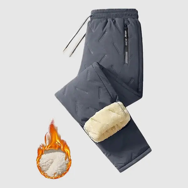 Men's Plain Fleece-Lined Protective Thermals Pants - Thick Plush, Multi-Layer Solid Design, 1 Piece, Zippered Pockets, Regular Fit, Easy Movement, Casual Look, Winter Outdoor Hiking Snow Trousers, Protective Thermals Men's Pants