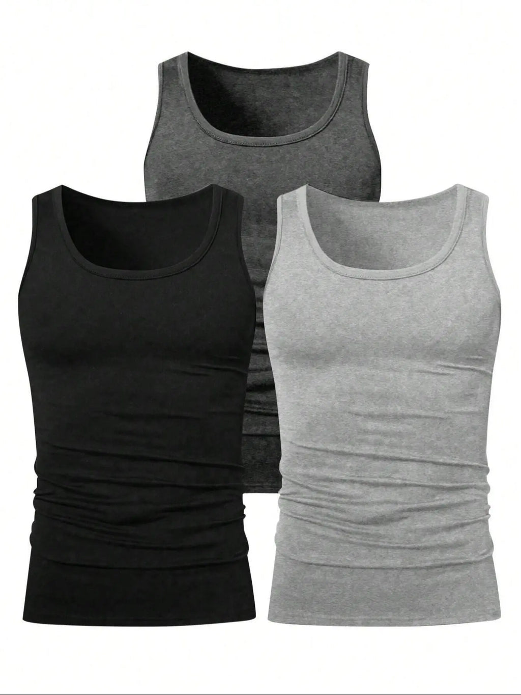 Men's Solid Color Scoop Neck Tank Top, Knitted Tank Tops, Menswear Regular Fit Casual Classic Comfy Breathable Sleeveless Top for Daily Wear, Men's All-Match Clothes for All Seasons, Matching, Summer Sleeveless Top