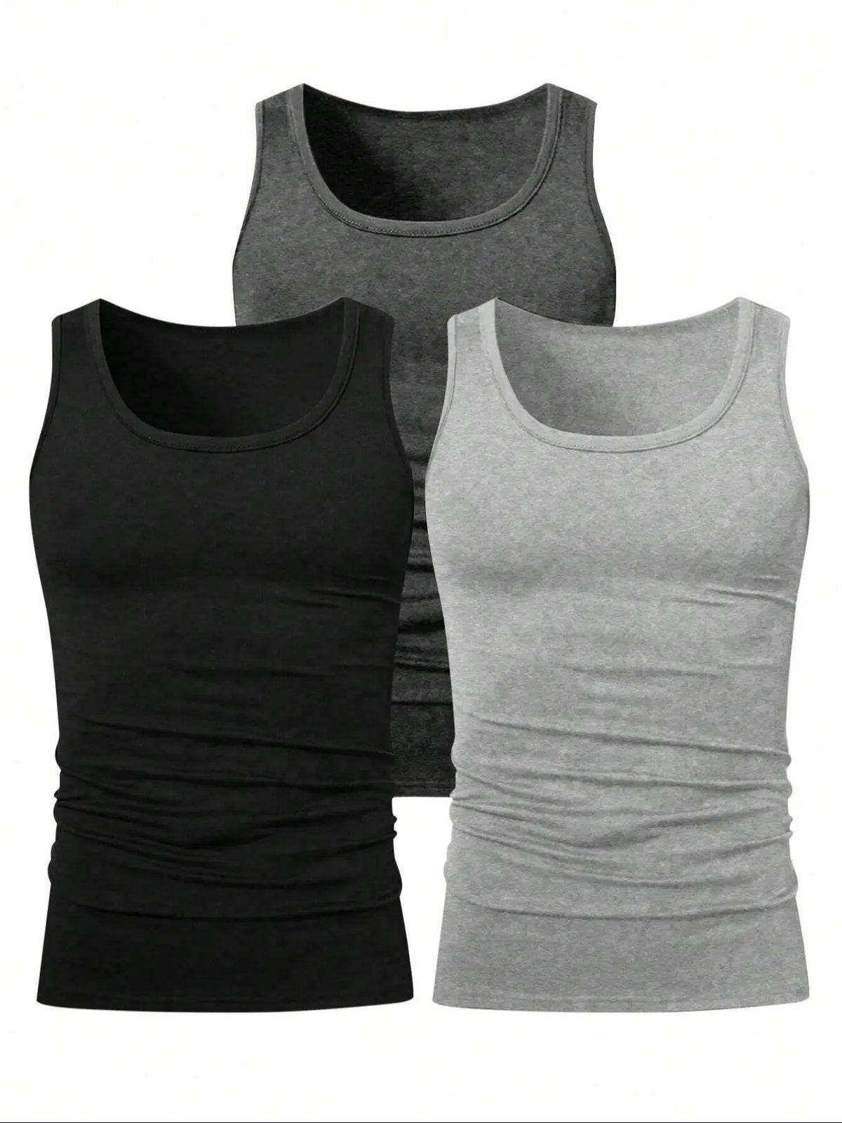 Men's Solid Color Scoop Neck Tank Top, Knitted Tank Tops, Menswear Regular Fit Casual Classic Comfy Breathable Sleeveless Top for Daily Wear, Men's All-Match Clothes for All Seasons, Matching, Summer Sleeveless Top