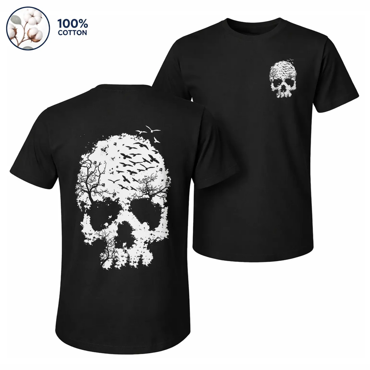 Men’s 100% Cotton Sleeveless Tank Top, Skull Graphic Muscle Shirt, Front and Back Print Casual Summer Tee, Soft Breathable Loose Fit Streetwear Top for Gym and Daily Wear