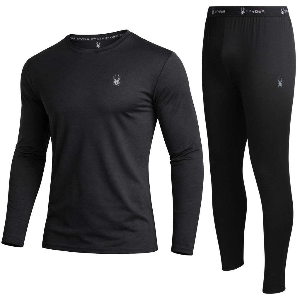 Spyder Mens Thermal Underwear Set - 2-Piece Fleece Lined Stretch Soft