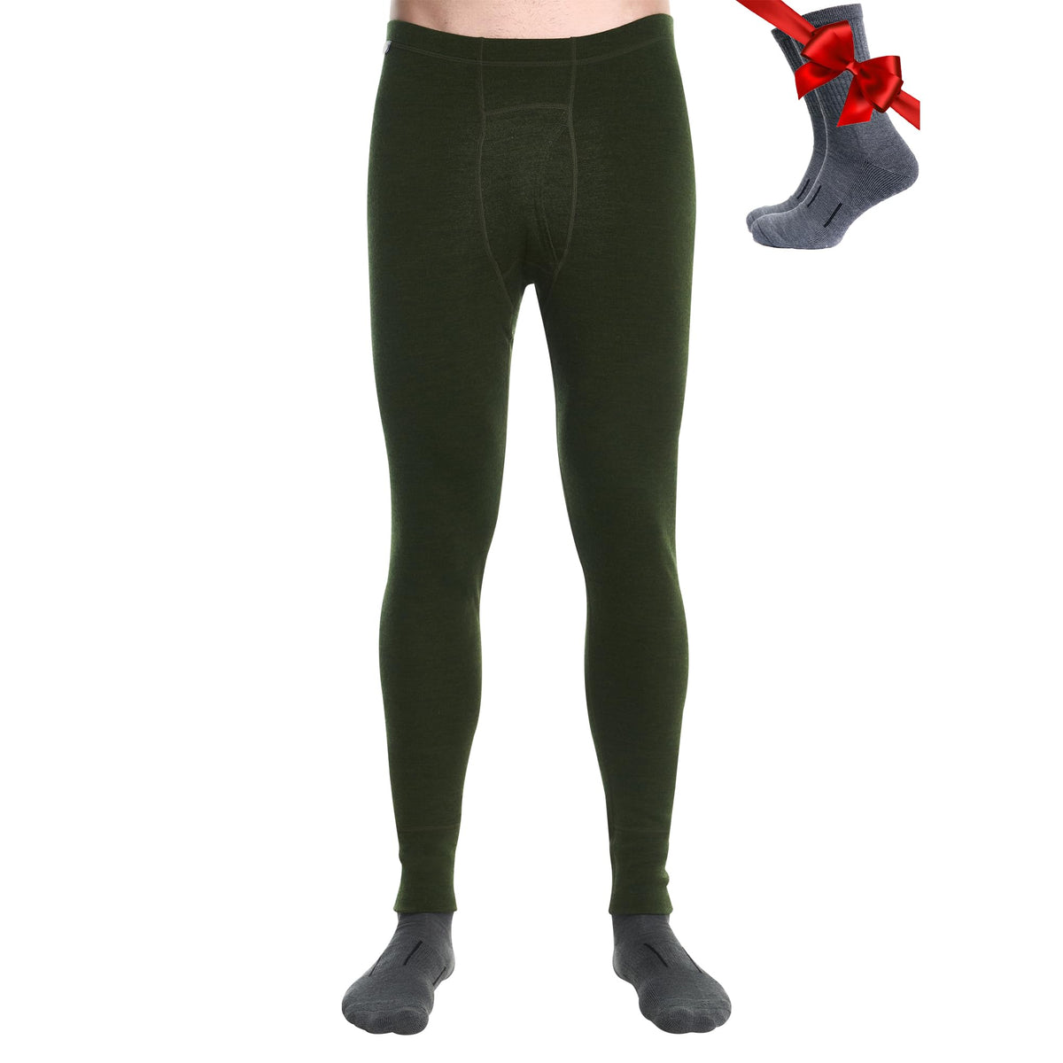 100% Merino Wool Base Layer Mens Pants - Thermal Underwear Long Johns