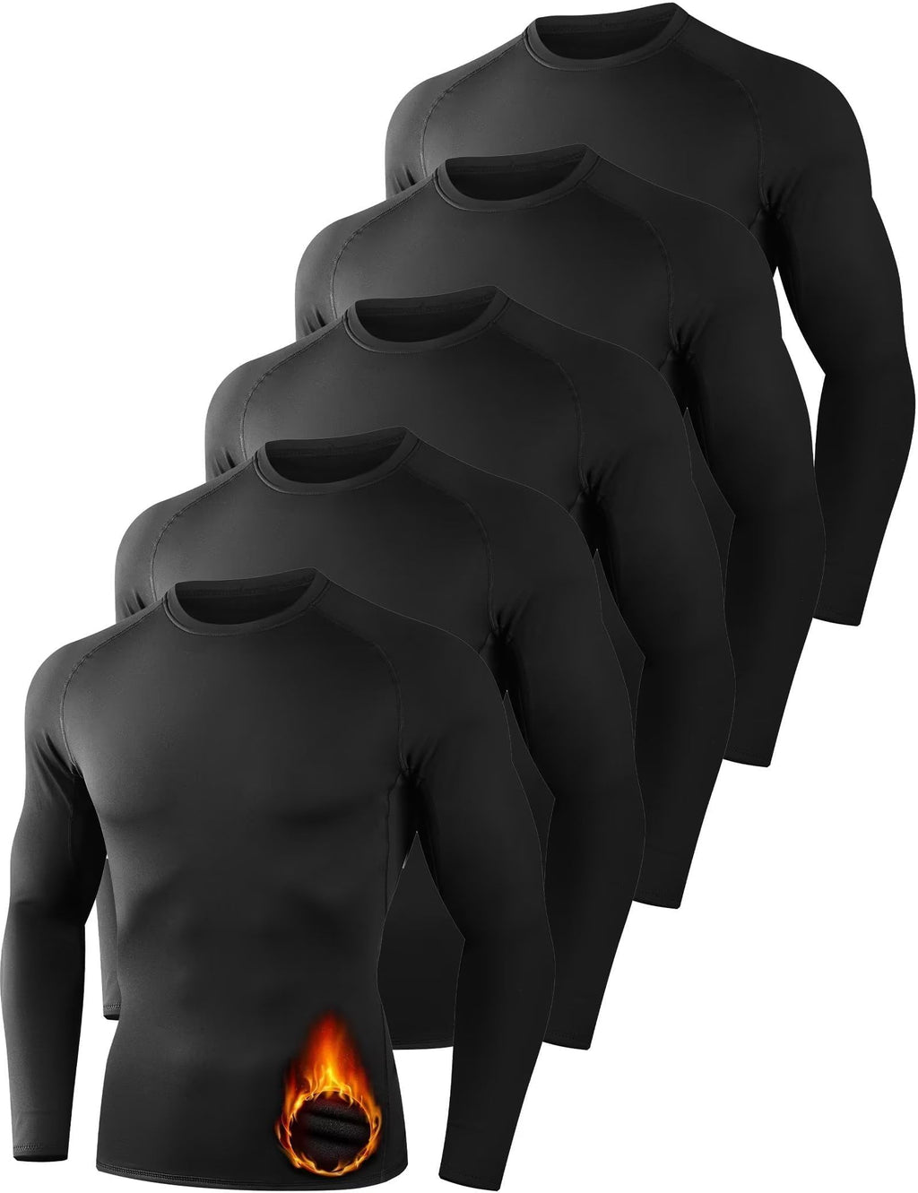 Dalavch 5 Pack Thermal Compression Shirts for Men Long Sleeve Fleece Lined