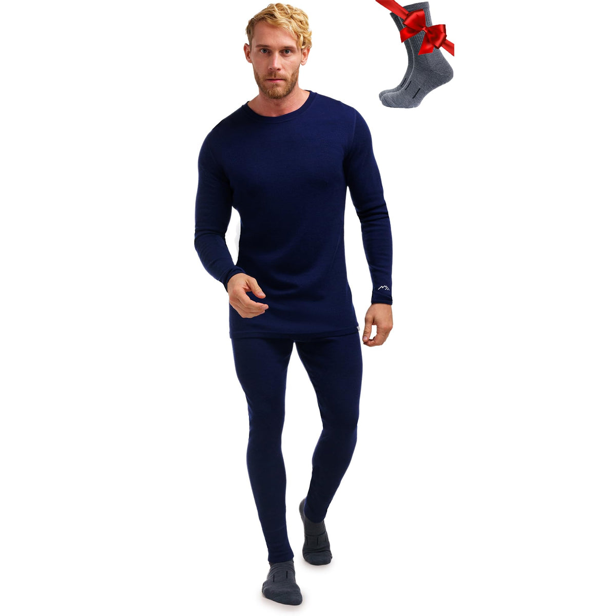 100% Merino Wool Base Layer Men Set - Thermal Underwear for Men Long Johns