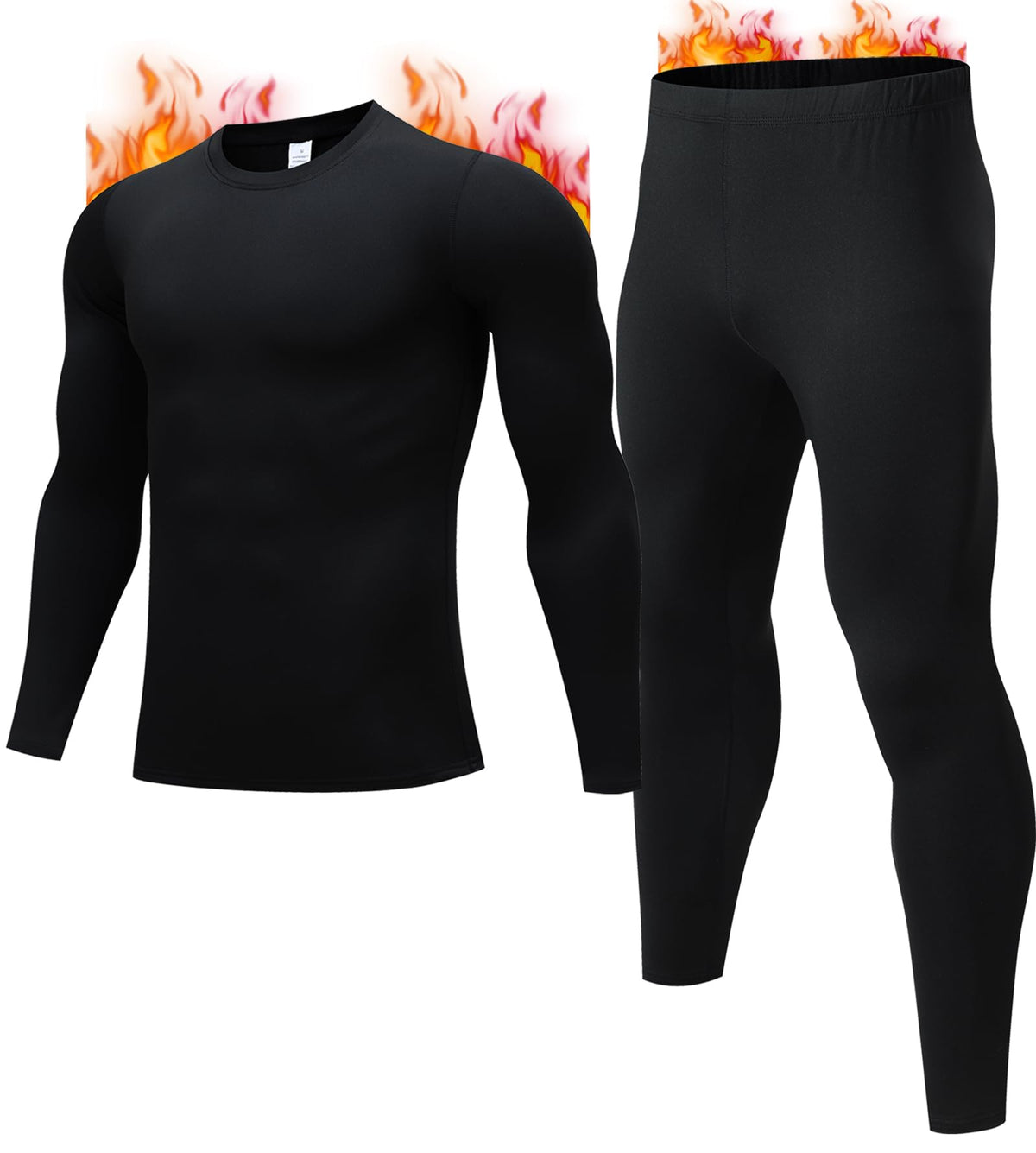 Thermal Underwear for Men, Fleece Lined Long Johns Set Winter Base Layer
