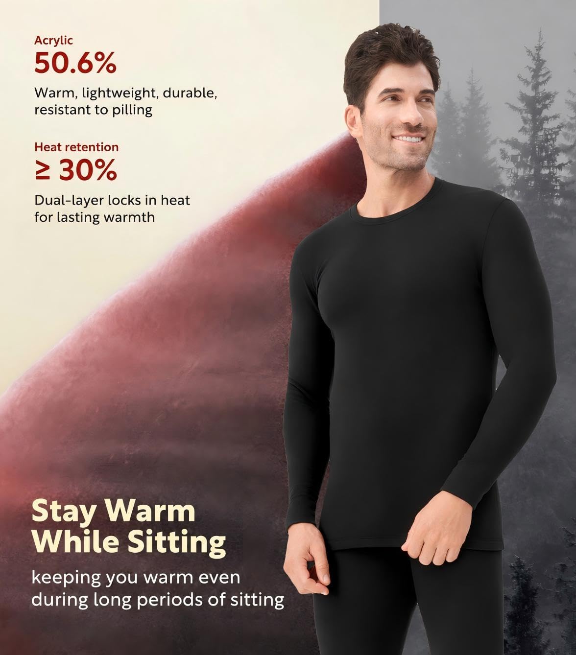 DAVID ARCHY Men's Heavyweight Thermal Underwear Set, Double-Brushed Base Layer for Cold Weather (20–45°F)