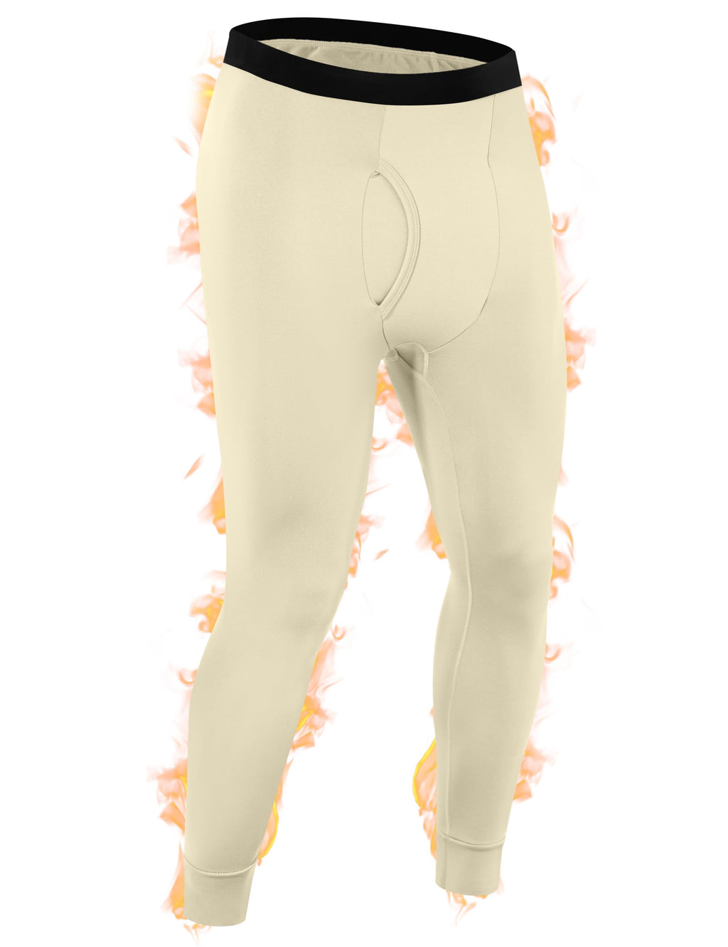 Roadbox Mens Thermal Pants Fleece Lined Long John Underwear Bottom with Fly