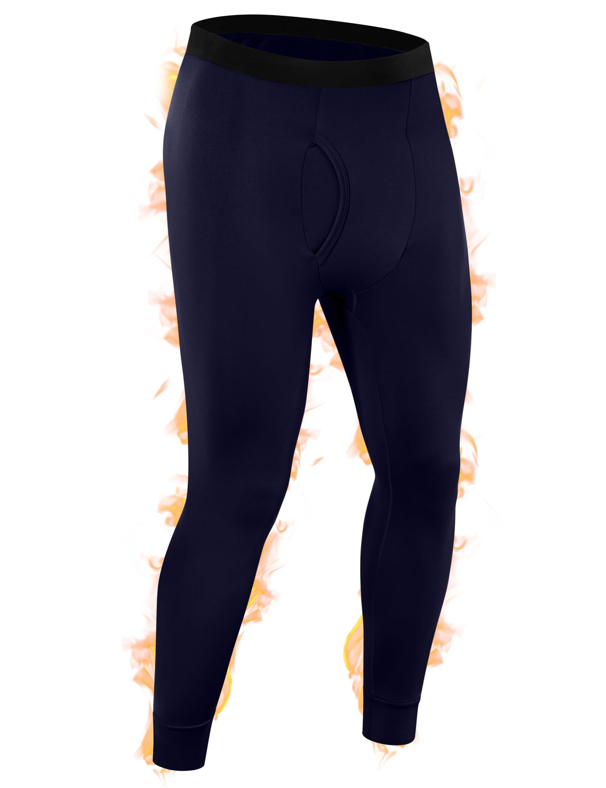 Roadbox Mens Thermal Pants Fleece Lined Long John Underwear Bottom with Fly