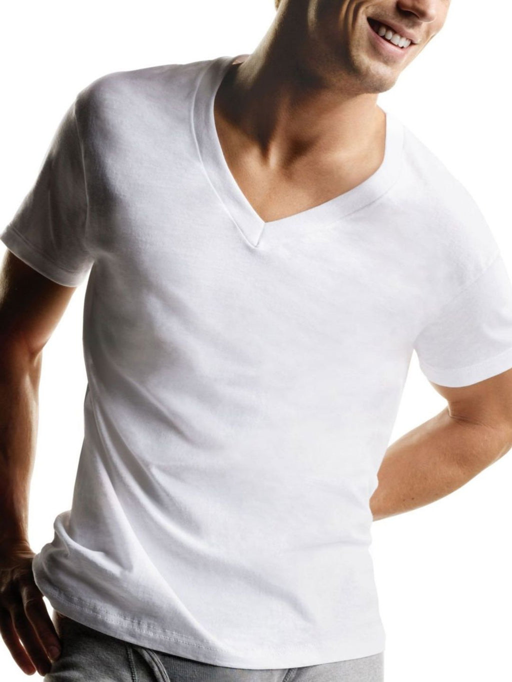 Hanes Men's Undershirts T-Shirt Pack, V-Neck Cotton Tees for Men, Moisture-Wicking, Odor Control, White Multi-Pack