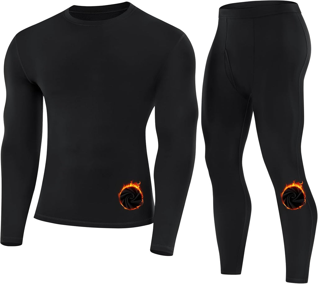 Runhit Mens Thermal Underwear Set Fleece Lined Long Johns Base Layer Top Bottom Cold Weather Gear for Hunting Running Skiing