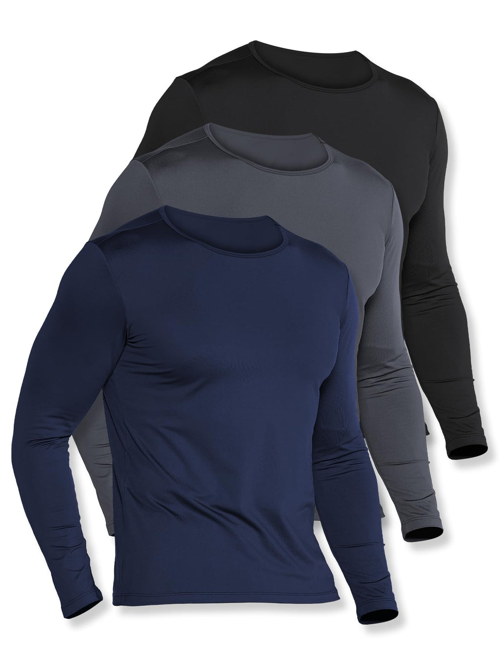 ZUTY 4 or 3 Pack Thermal Underwear for Men Long Sleeve Thermal Shirts Fleece Lined Soft Warm Base Layer Tops