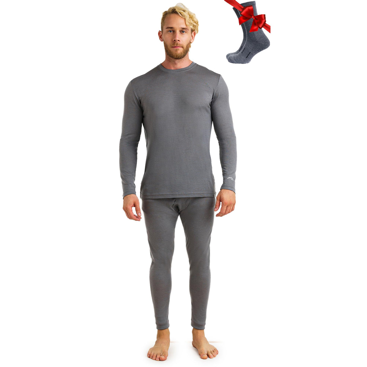 100% Merino Wool Base Layer Men Set - Thermal Underwear for Men Long Johns