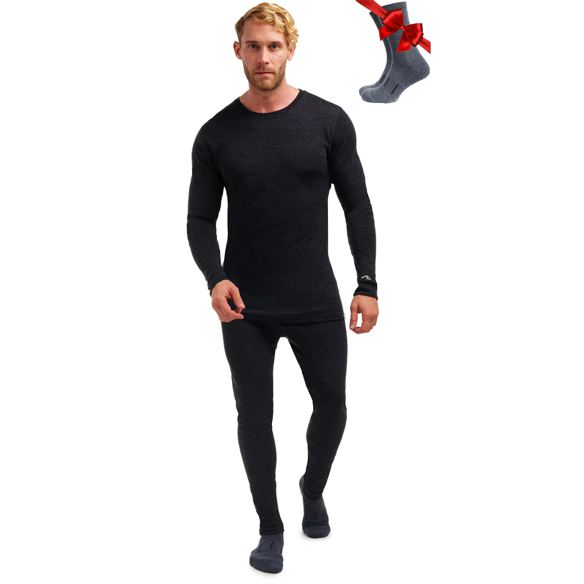 100% Merino Wool Base Layer Men Set - Thermal Underwear for Men Long Johns