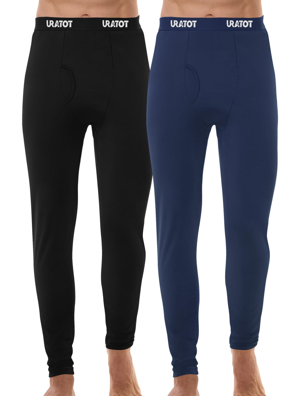 URATOT Men's Thermal Underwear Bottom Fleece Long Johns for Men Soft Warm Base Layer Thermal Pants for Cold Weather