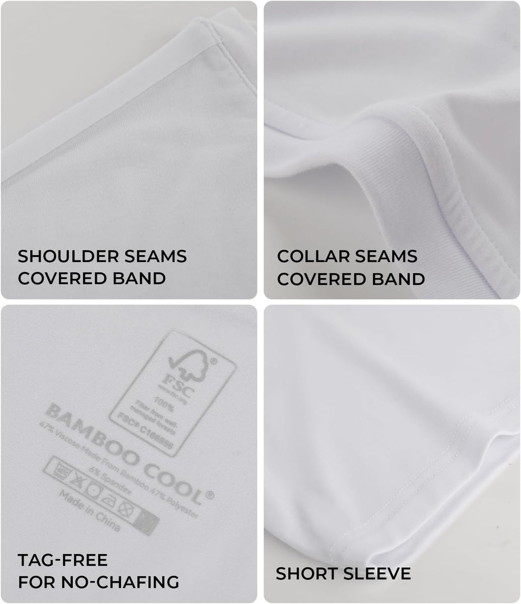 BAMBOO COOL Men's V Neck Undershirts 3 Pack Soft Breathable Slim Fit Tees