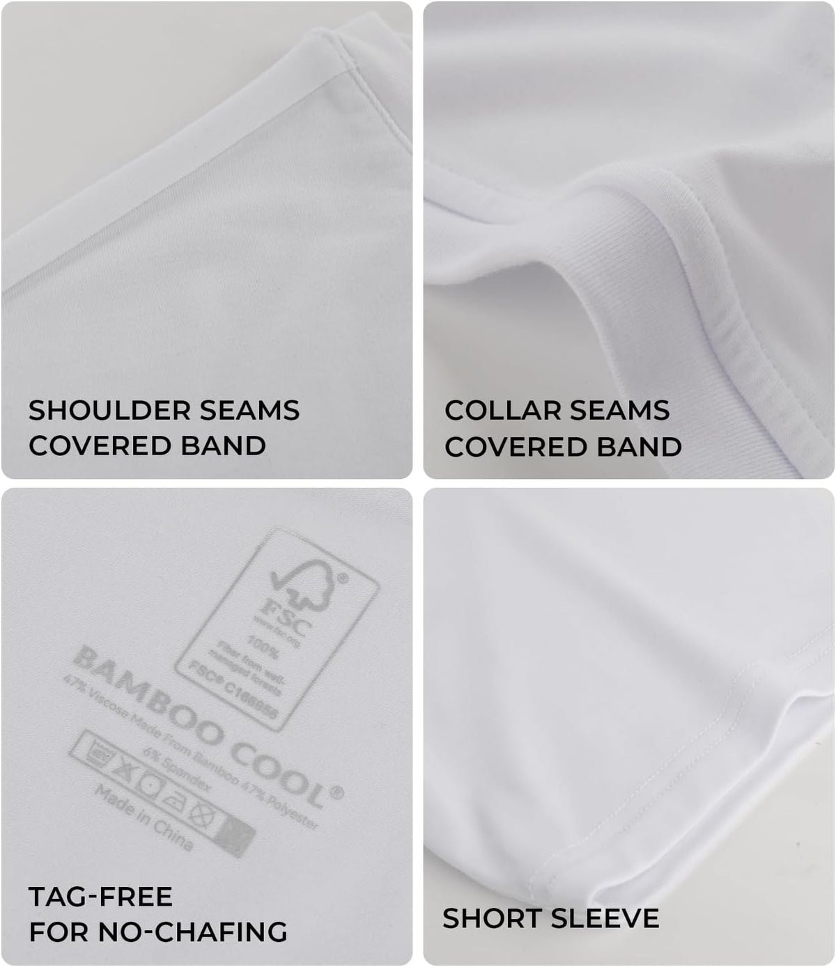 BAMBOO COOL Men's V Neck Undershirts 3 Pack Soft Breathable Slim Fit Tees