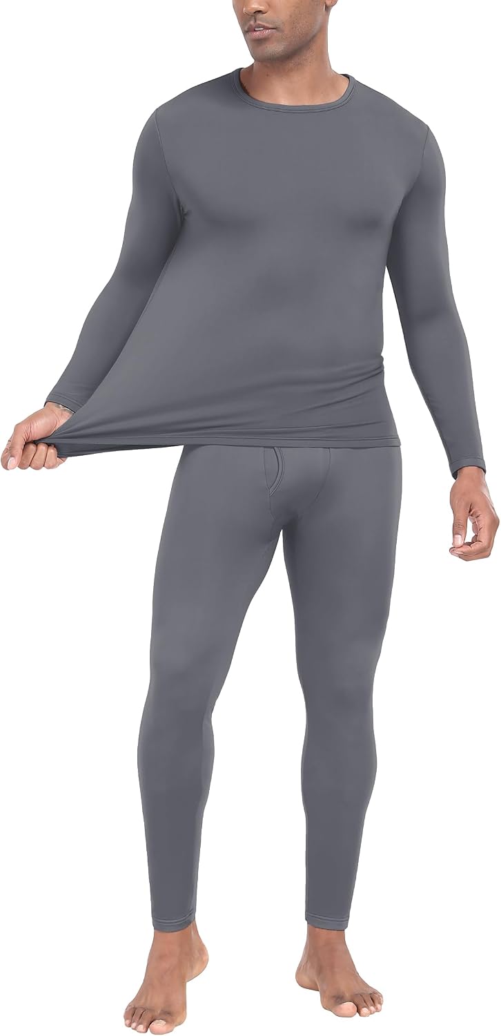 PrinStory Men's Thermal Underwear Long Johns - Cold Weather Base Layer Set Elasticity Top and Bottoms for Men S-2XL