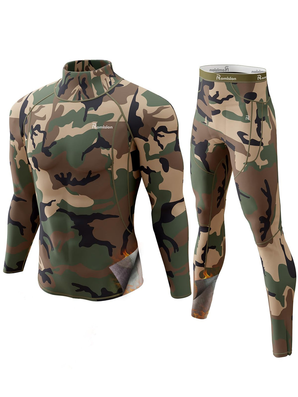 romision Thermal Underwear for Men Long Johns Set Hunting Gear Base Layer