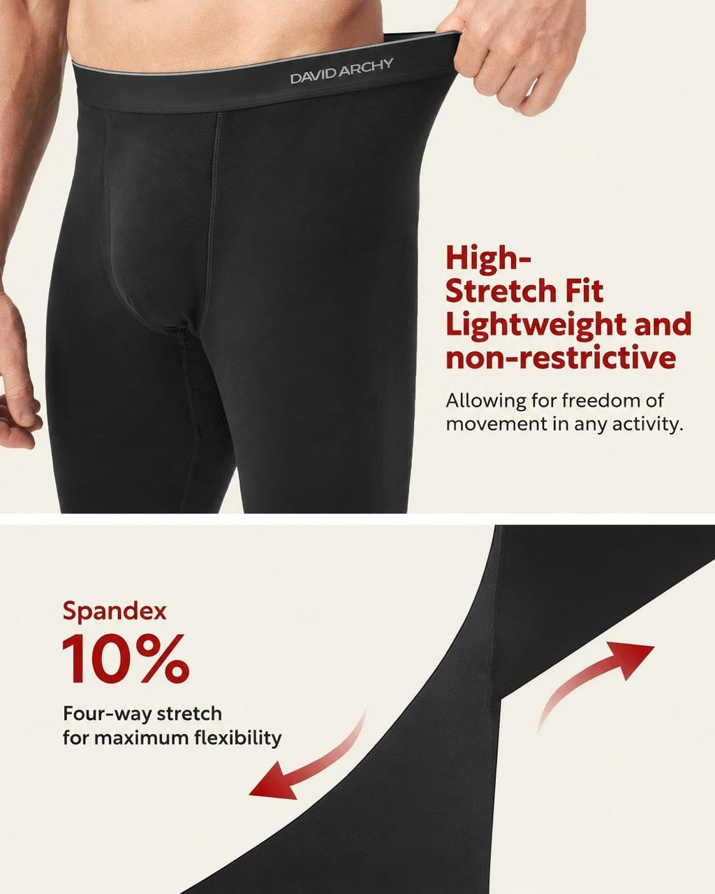DAVID ARCHY Men's Heavyweight Thermal Underwear Set, Double-Brushed Base Layer for Cold Weather (20–45°F)