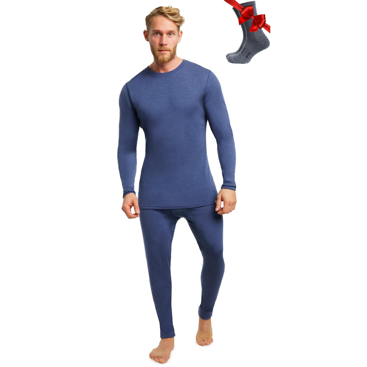 100% Merino Wool Base Layer Men Set - Thermal Underwear for Men Long Johns