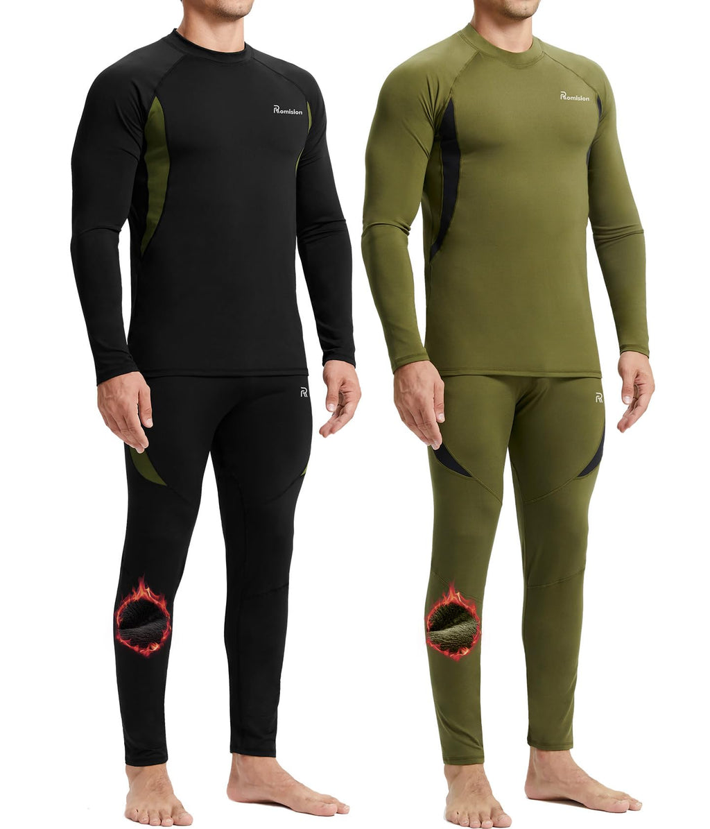 romision Mens Thermal Underwear Set Long Johns Fleece Lined Base Layer