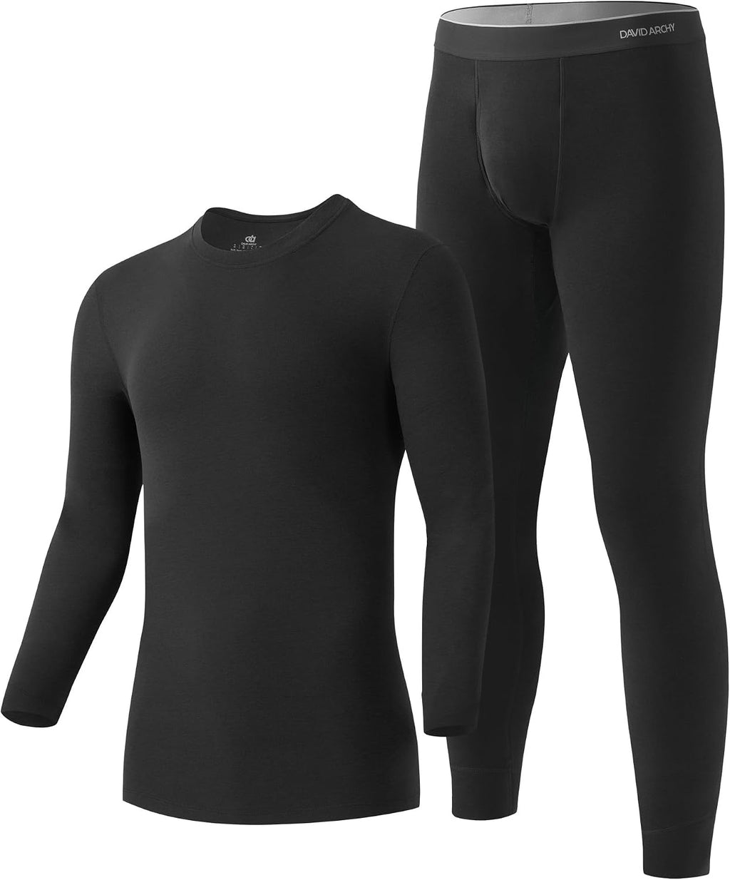 DAVID ARCHY Men's Heavyweight Thermal Underwear Set, Double-Brushed Base Layer for Cold Weather (20–45°F)
