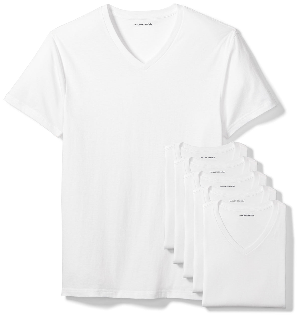 Amazon Essentials Men's Slim Fit V-Neck Undershirt, Breathable Cotton, Pack of 6