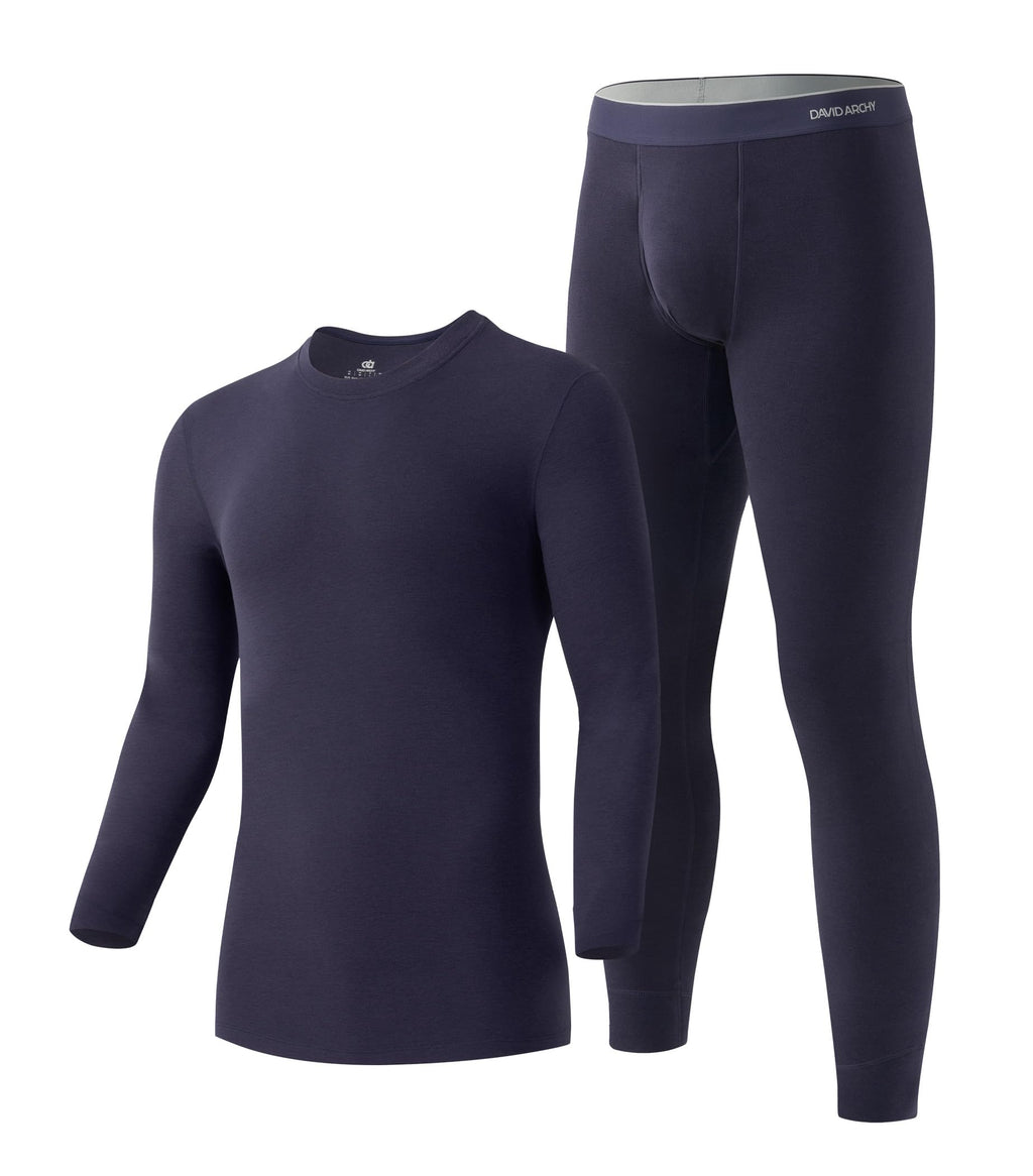 DAVID ARCHY Men's Heavyweight Thermal Underwear Set, Double-Brushed Base Layer for Cold Weather (20–45°F)
