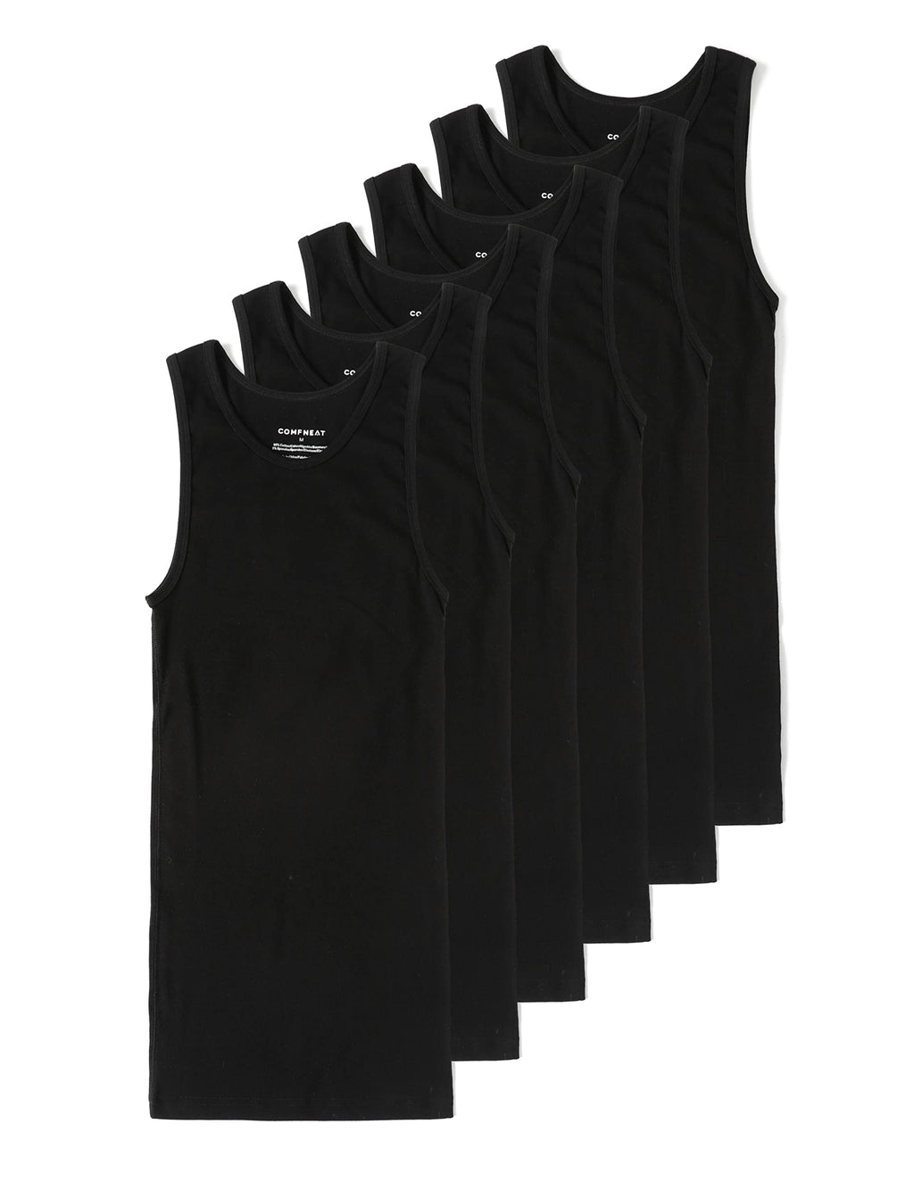 Comfneat Men's 6-Pack Tight Fit Tank Tops Stretchy Cotton Undershirts