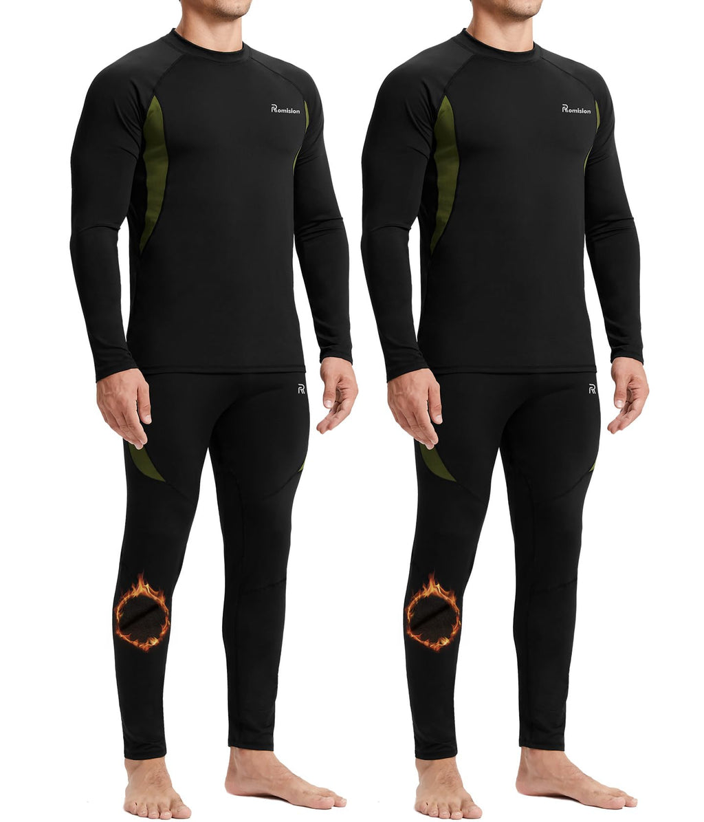 romision Mens Thermal Underwear Set Long Johns Fleece Lined Base Layer
