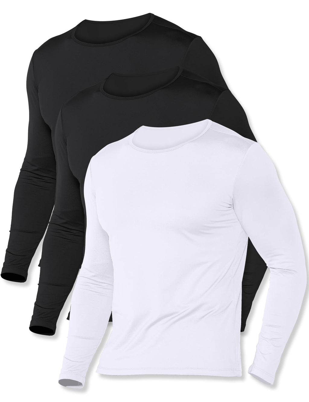 ZUTY 4 or 3 Pack Thermal Underwear for Men Long Sleeve Thermal Shirts Fleece Lined Soft Warm Base Layer Tops
