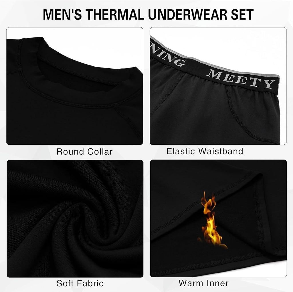 MEETYOO Thermal Underwear for Men,Men's Base Layer,2 Sets Long Johns Lined with Hunting Gear
