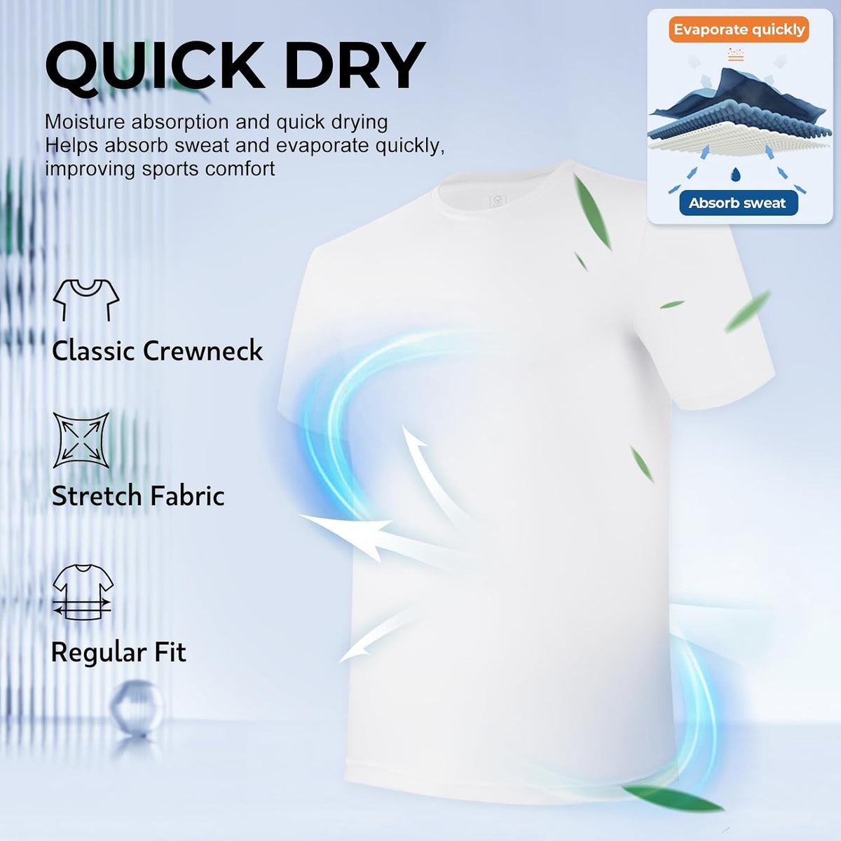 BAMBOO COOL Mens Undershirts Pack, Soft T Shirts for Men, Moisture Wicking