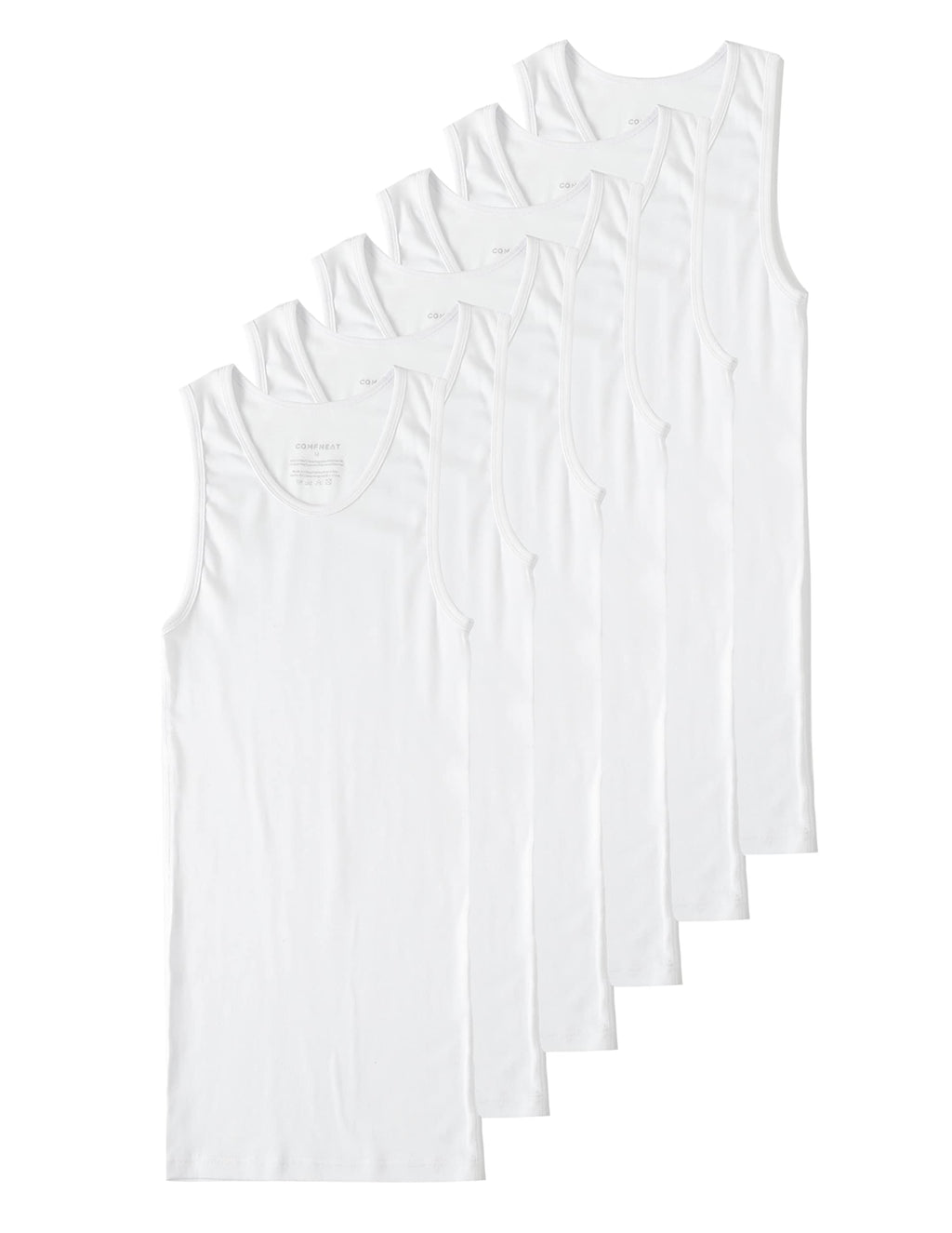 Comfneat Men's 6-Pack Tight Fit Tank Tops Stretchy Cotton Undershirts