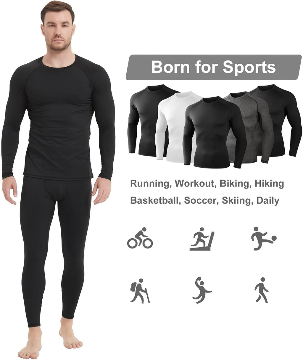 Dalavch 5 Pack Thermal Compression Shirts for Men Long Sleeve Fleece Lined